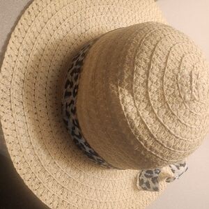 Women's Tan Tweed Wide-Brim Sun Hat